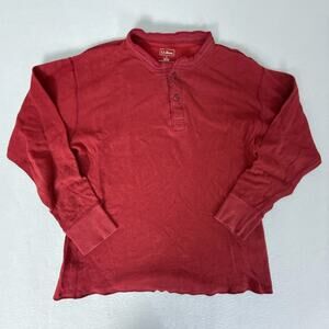 L.L.Bean Two-Layer Wool Blend Henley Pullover Sweatshirt Red Made Canada L